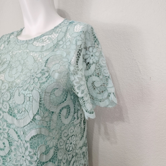 Nanette Lepore Mint Green Lace Top Size Small - Picture 2 of 11